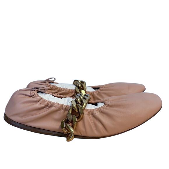 Stella McCartney Falabella Faux Leather Pink Chain Ballet Flats 37.5 - Picture 5 of 12